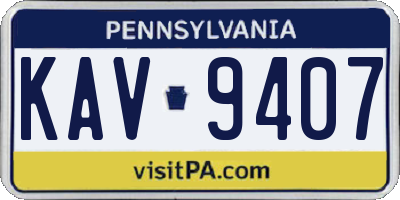 PA license plate KAV9407