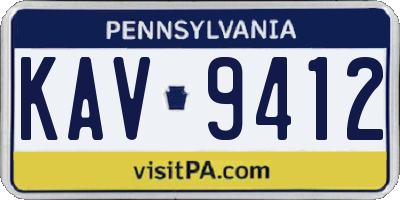 PA license plate KAV9412