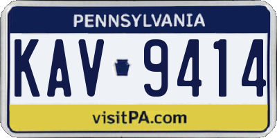 PA license plate KAV9414