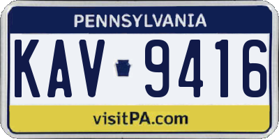 PA license plate KAV9416