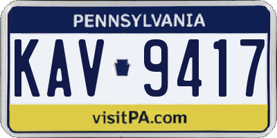 PA license plate KAV9417