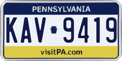 PA license plate KAV9419