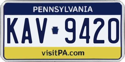 PA license plate KAV9420