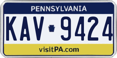PA license plate KAV9424