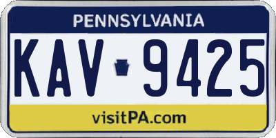 PA license plate KAV9425