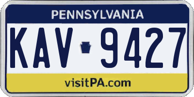 PA license plate KAV9427