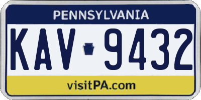 PA license plate KAV9432