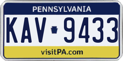 PA license plate KAV9433