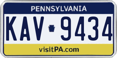 PA license plate KAV9434