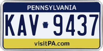 PA license plate KAV9437