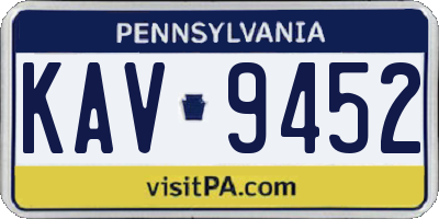 PA license plate KAV9452