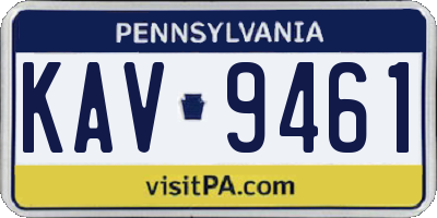 PA license plate KAV9461