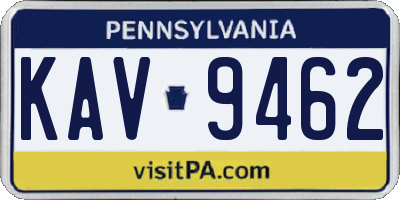 PA license plate KAV9462