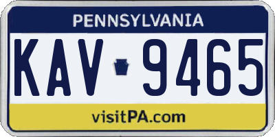 PA license plate KAV9465