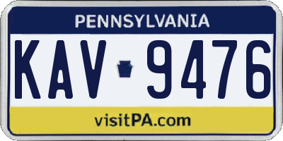 PA license plate KAV9476