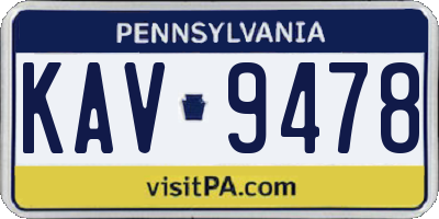 PA license plate KAV9478