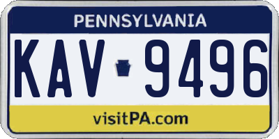 PA license plate KAV9496