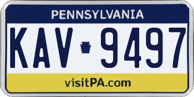 PA license plate KAV9497