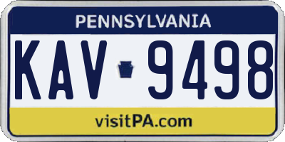PA license plate KAV9498