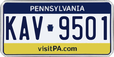 PA license plate KAV9501