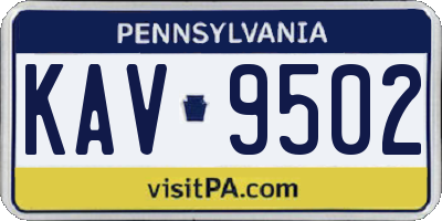 PA license plate KAV9502