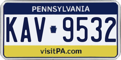PA license plate KAV9532