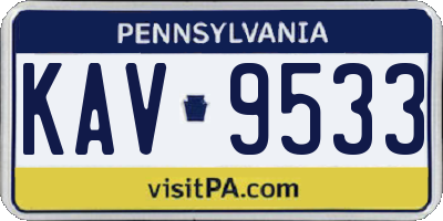 PA license plate KAV9533