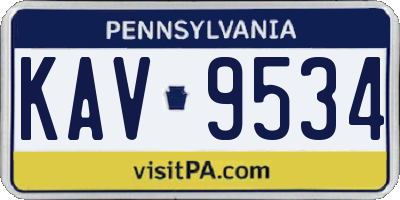 PA license plate KAV9534