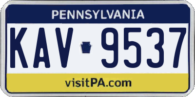 PA license plate KAV9537