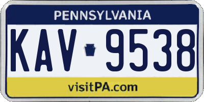 PA license plate KAV9538
