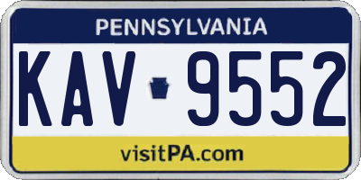 PA license plate KAV9552
