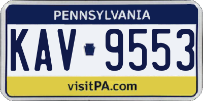PA license plate KAV9553