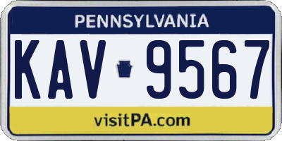PA license plate KAV9567