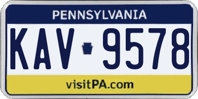 PA license plate KAV9578