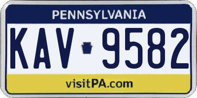 PA license plate KAV9582