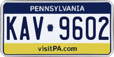 PA license plate KAV9602