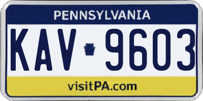 PA license plate KAV9603