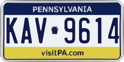 PA license plate KAV9614