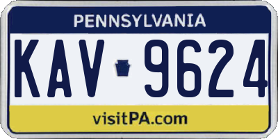 PA license plate KAV9624