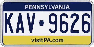 PA license plate KAV9626