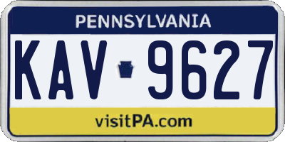 PA license plate KAV9627