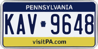 PA license plate KAV9648