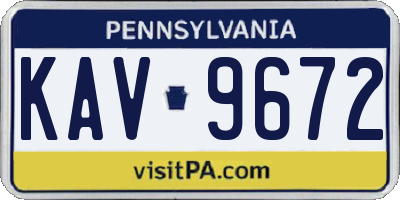 PA license plate KAV9672