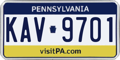 PA license plate KAV9701