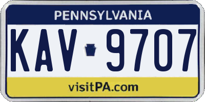PA license plate KAV9707