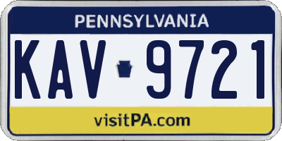 PA license plate KAV9721