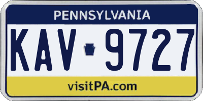 PA license plate KAV9727