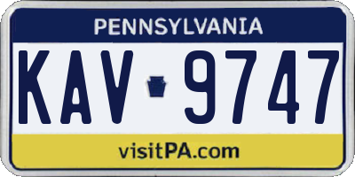 PA license plate KAV9747