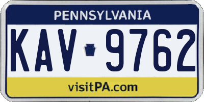 PA license plate KAV9762