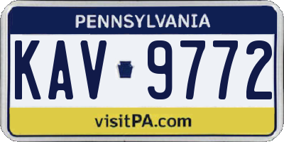 PA license plate KAV9772